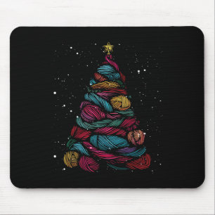 Yarn Christmas Tree Crochet Knitting Xmas Mouse Pad