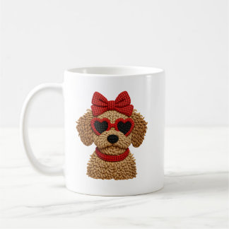 Yarn Crochet Dog Valentine Cute Love Aesthetic Art Coffee Mug