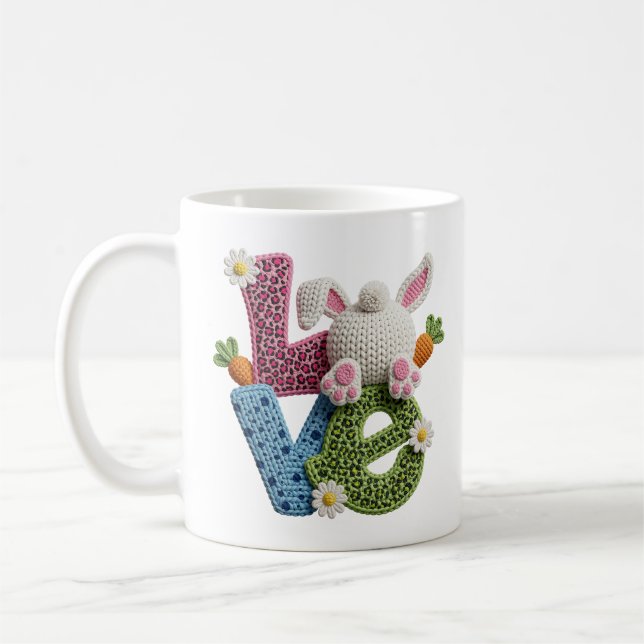 Yarn Crochet Easter Love Cute Handmade Aesthetic  Coffee Mug (Left)
