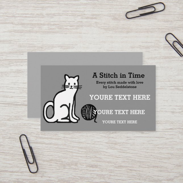 Yarn / Crochet / Knit Cat Business Card (Front/Back In Situ)