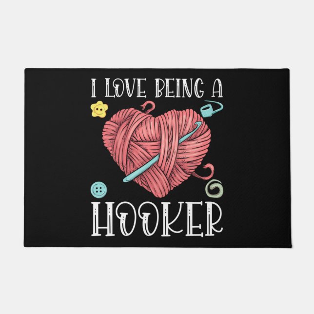 Yarn Crocheting Knitting Day Doormat (Front)