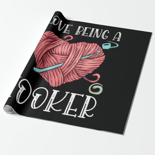Yarn Crocheting Knitting Day Wrapping Paper (Unrolled)