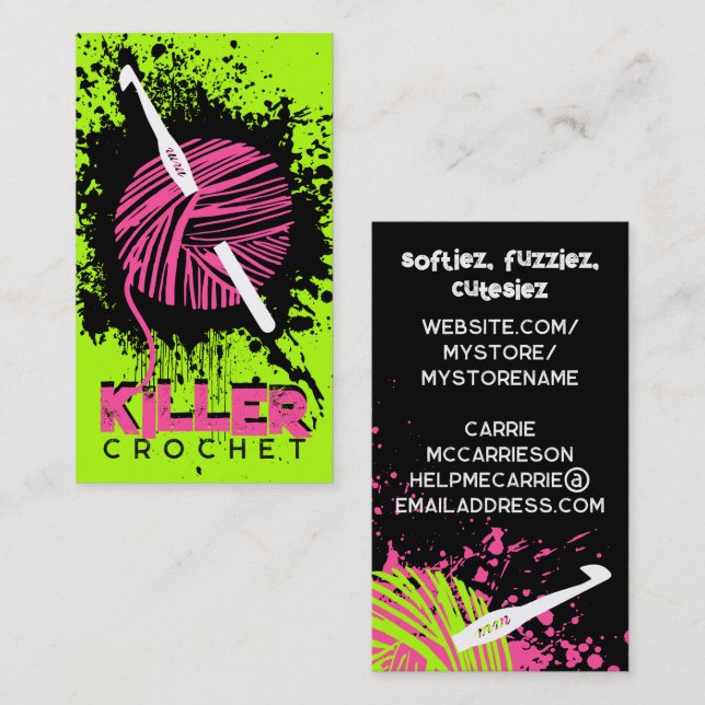 Yarn explosion crochet hook craft show packaging business card (Front/Back)