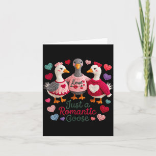 Yarn Funny Valentine Just A Romantic Goose Hearts  Card