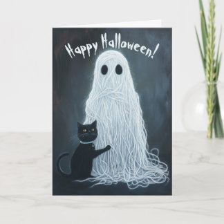 Yarn Ghost and Black Cat  Thank You Card
