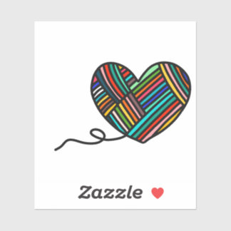 Yarn Heart Kiss Cut Custom Vinyl Sticker