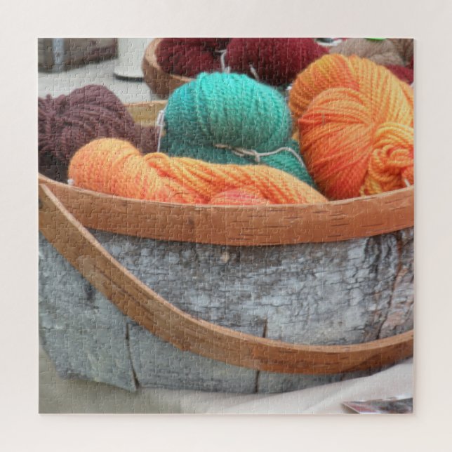 Yarn in birch bark basket jigsaw puzzle (Vertical)