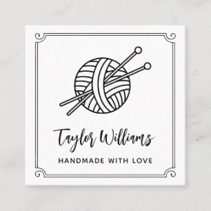 Yarn Knitting Crafter Artisan Handmade With Love Square Business Card