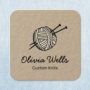 Yarn Knitting Crochet Ball Kraft Square Square Bu Business Card