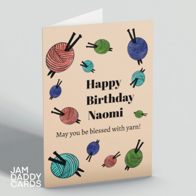 Yarn/Knitting/Crochet Customisable Birthday Card (Creator Uploaded)
