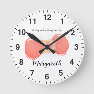 Yarn knitting crochet wool handmadepersonalizable  round clock
