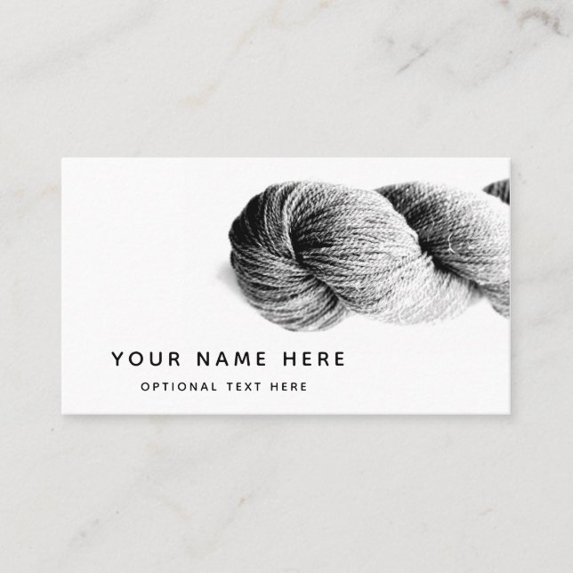 Yarn Knitting Fibre Arts Modern Minimal Grey Business Card (Front)