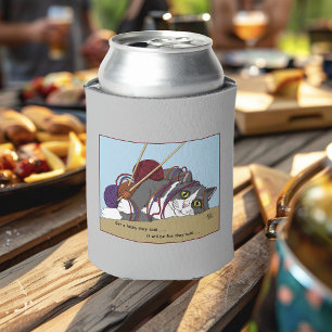 Yarn Knitting Funny Cat Can Cooler