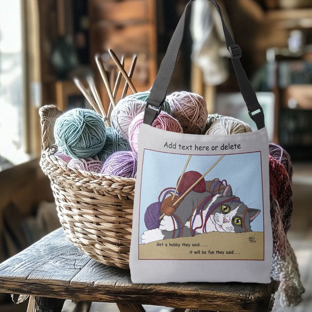 Yarn Knitting Funny Cat Crossbody Bag (Creator Uploaded)