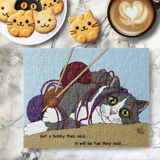 Yarn Knitting Funny Cat Jigsaw Puzzle (Creator Uploaded)
