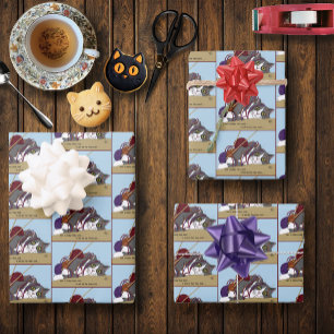 Yarn Knitting Funny Cat Wrapping Paper Sheet
