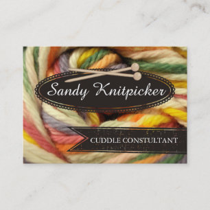 Yarn knitting needles crochet colourful yarn business card