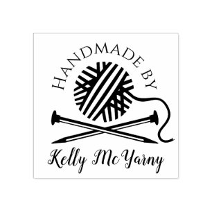 yarn knitting needles handmade with love stamp