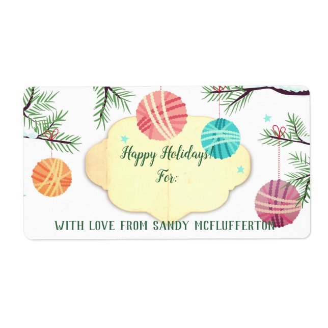 Yarn ornaments knitting crochet Christmas sticker (Front)