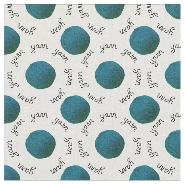Yarn Print / Teal Yarn Balls Pattern Fabric (Close Up)