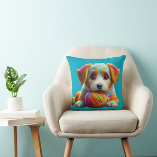 Yarn Puppy Colourful Doggy Made of Yarn Cushion