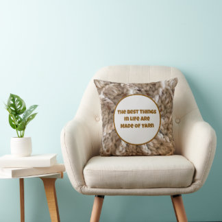 Yarn Quote Beige Crochet BOHO Design Craft  Cushion