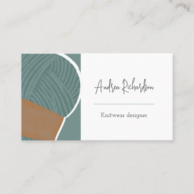 Yarn sage wool knitting crochet handmade business card (Front)