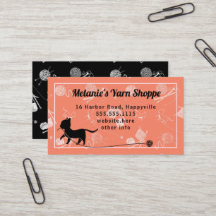 Yarn Shop Cat Knitting Business Card
