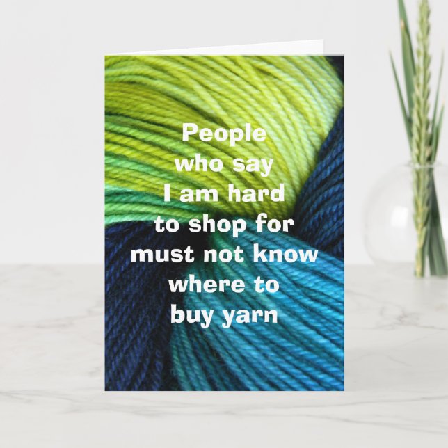 Yarn shopping, greeting card for knitters (Front)