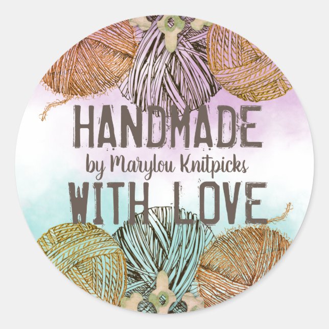 Yarn sketch knitting crochet gift tag stickers (Front)
