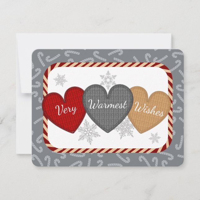 Yarn sweater hearts knitting crochet Christmas Holiday Card (Front)