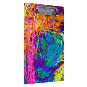 Yarn Tangles Colourful Crochet Knitting Photograph Clipboard