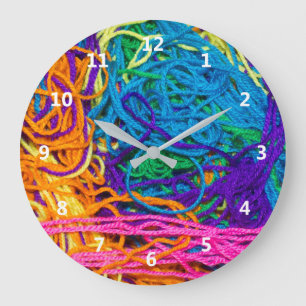 Yarn Tangles Crochet Knitting Crafts Photography Large Clock