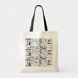 YARN! Typography Black Text Tote Bag