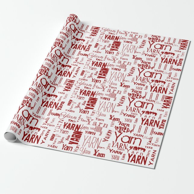 YARN! Typography Knitting Word Cloud Wrapping Pape Paper (Unrolled)