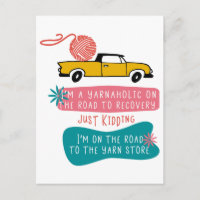 Yarnaholic Knitting Humour w. Retro Truck and Yarn