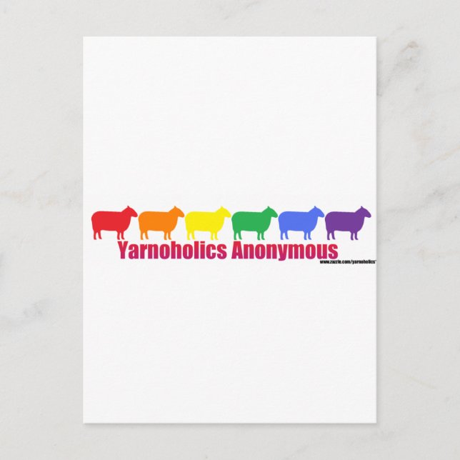 Yarnoholics Anonymous Rainbow Sheep Postcard (Front)