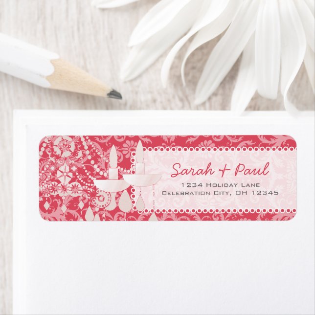 Yarrow Pink Chandeliers Return Address Label (Insitu)