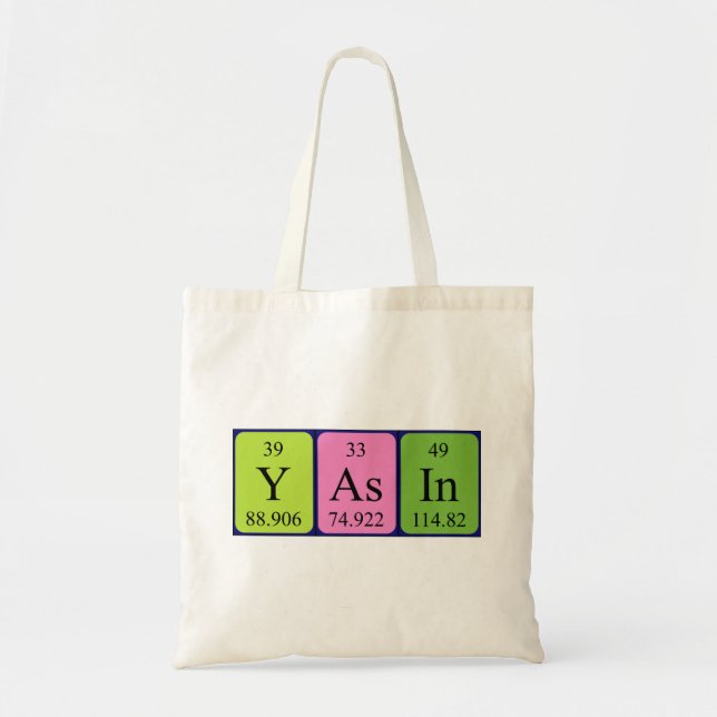 Yasin periodic table name tote bag (Front)