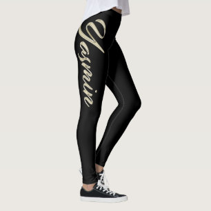 Yasmin white gold Handwriting Hose Leggings
