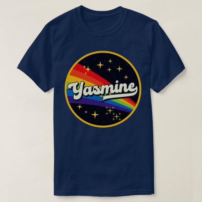 Yasmine Rainbow In Space Vintage Style T-Shirt (Design Front)