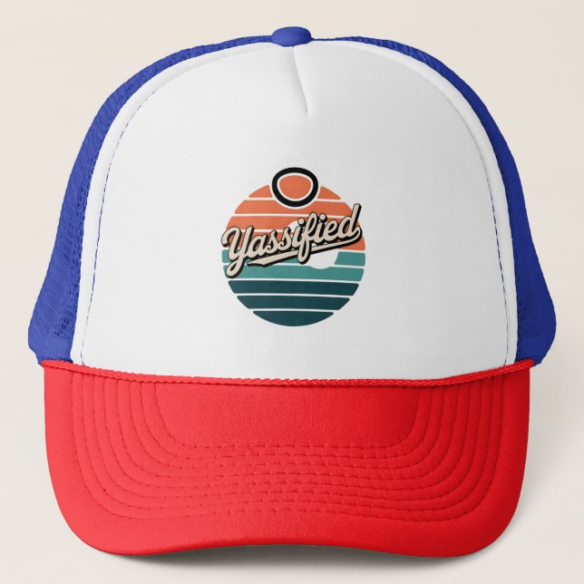 Yassified Retro Sunset Trucker Hat (Front)