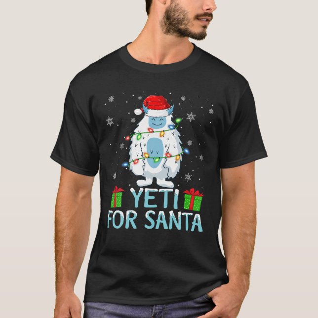 Yati For Santa Xmas Lights Yeti Christmas T-Shirt (Front)