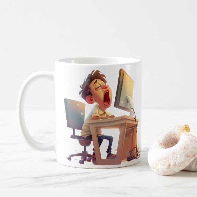 Yawn for coffee! For Him Coffee Mug (With Donut)