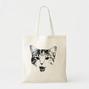Yawning Cat Silhouette – Minimal Sass Edition Tote Bag