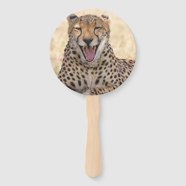 Yawning Cheetah Hand Fan (Back)