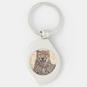 Yawning Cheetah Key Ring