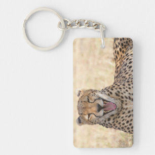 Yawning Cheetah Key Ring