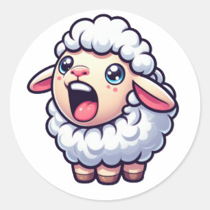 Yawning Cute Sheep Classic Round Sticker