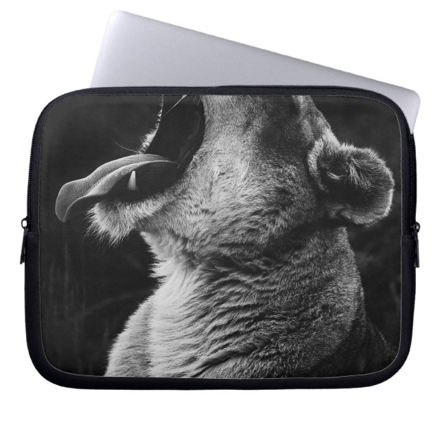 yawning lion laptop sleeve (Front)